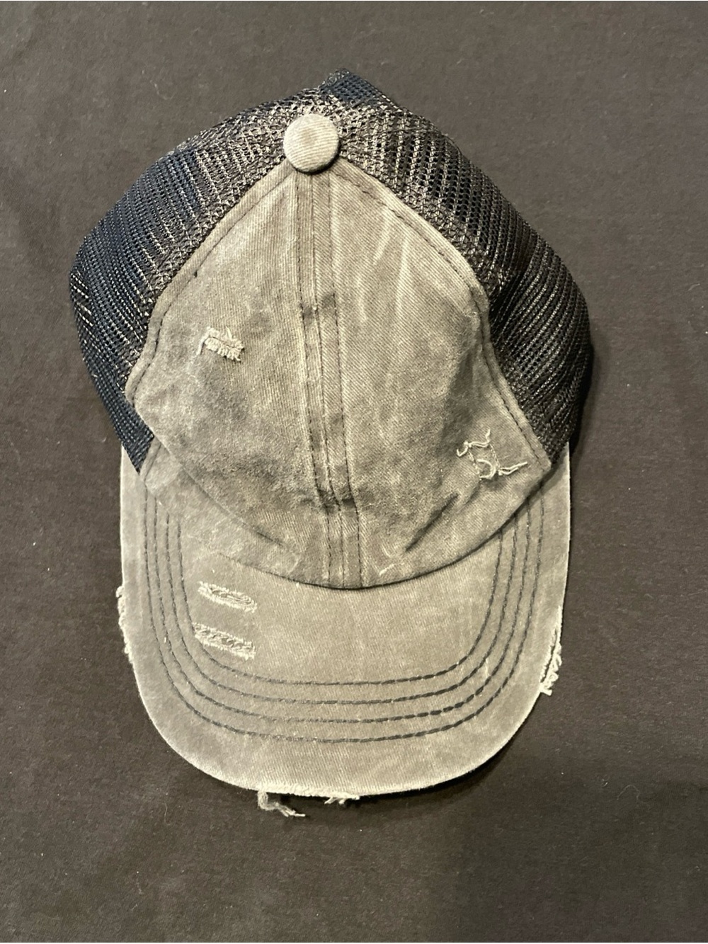Distressed C.c Black Mesh Back Cap